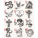 Komplet szatka do chrztu serce - świeca, gromnica, pudełko, Haft
